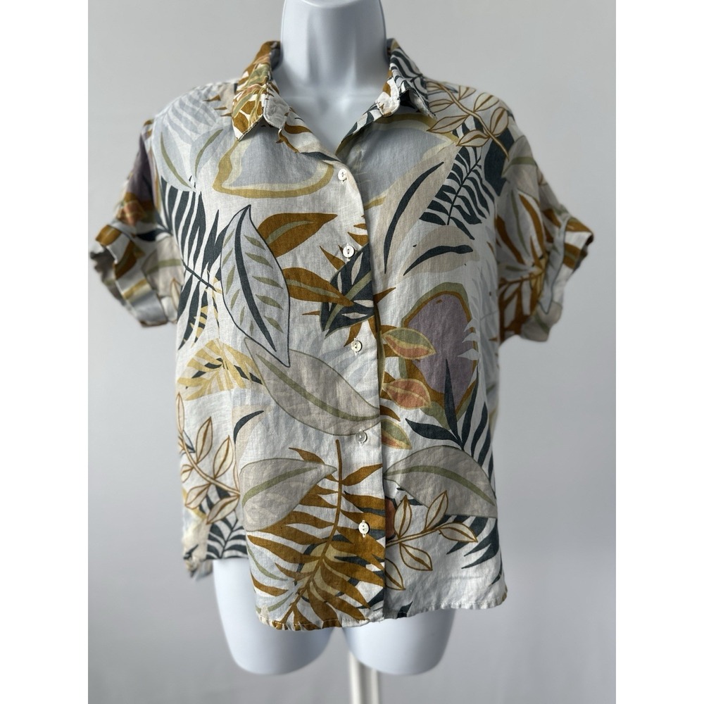 Women's Sz: M Tropical Linen Button Down Shirt by C&C California (B63)